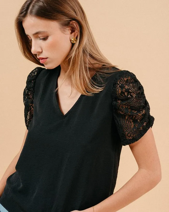 WOVEN TOP NOIR MAI Shop Grace and Mila Lace Tops