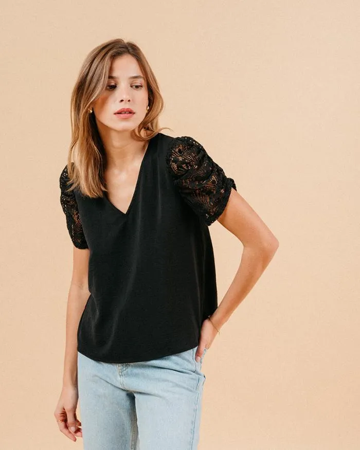 WOVEN TOP NOIR MAI Shop Grace and Mila Lace Tops