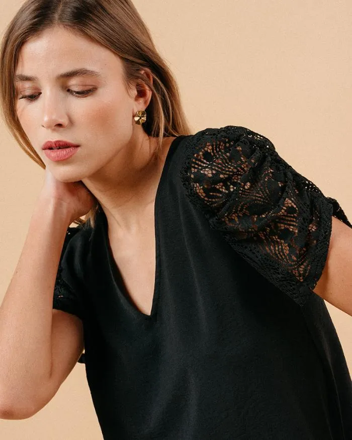 WOVEN TOP NOIR MAI Shop Grace and Mila Lace Tops