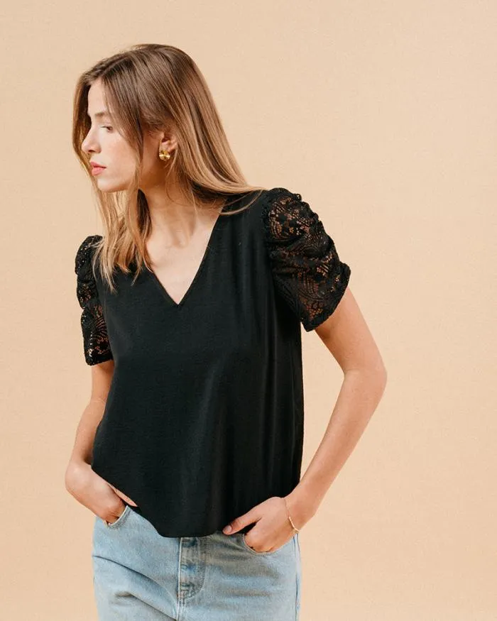 WOVEN TOP NOIR MAI Shop Grace and Mila Lace Tops