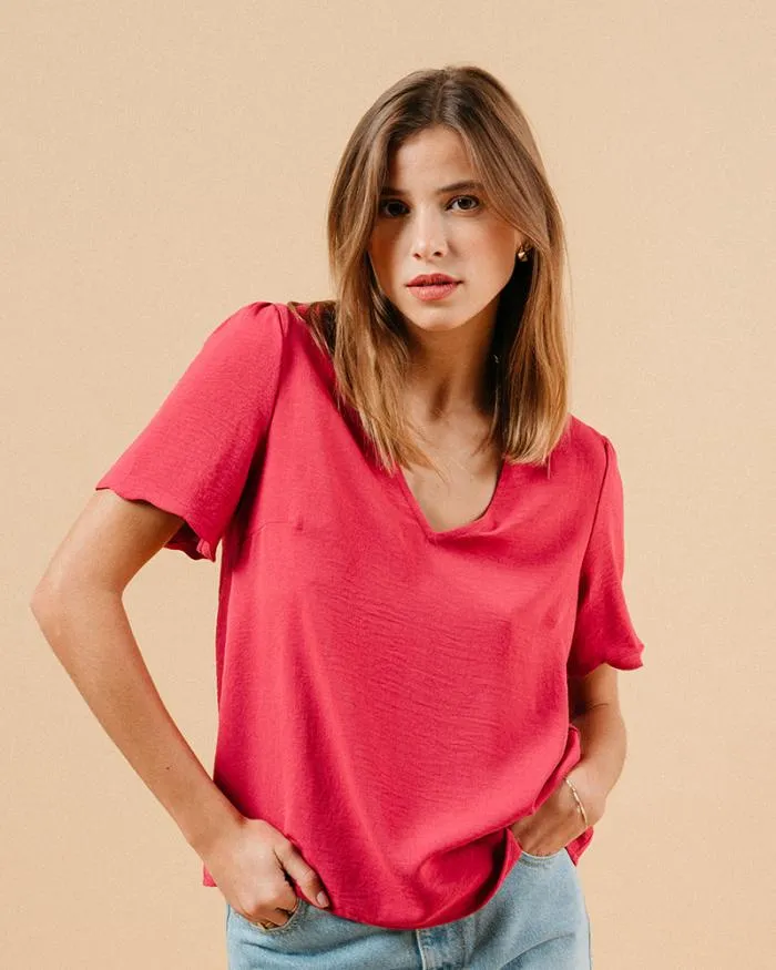 WOVEN TOP PIVOINE MAGIQUE Shop Grace and Mila ShortSleeves Tshirts
