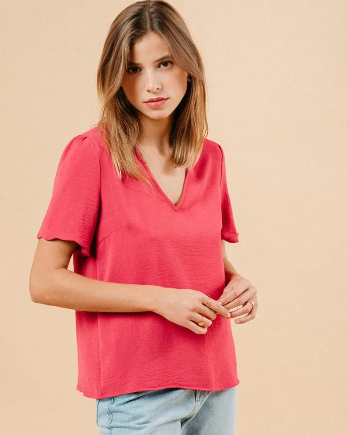 WOVEN TOP PIVOINE MAGIQUE Shop Grace and Mila ShortSleeves Tshirts
