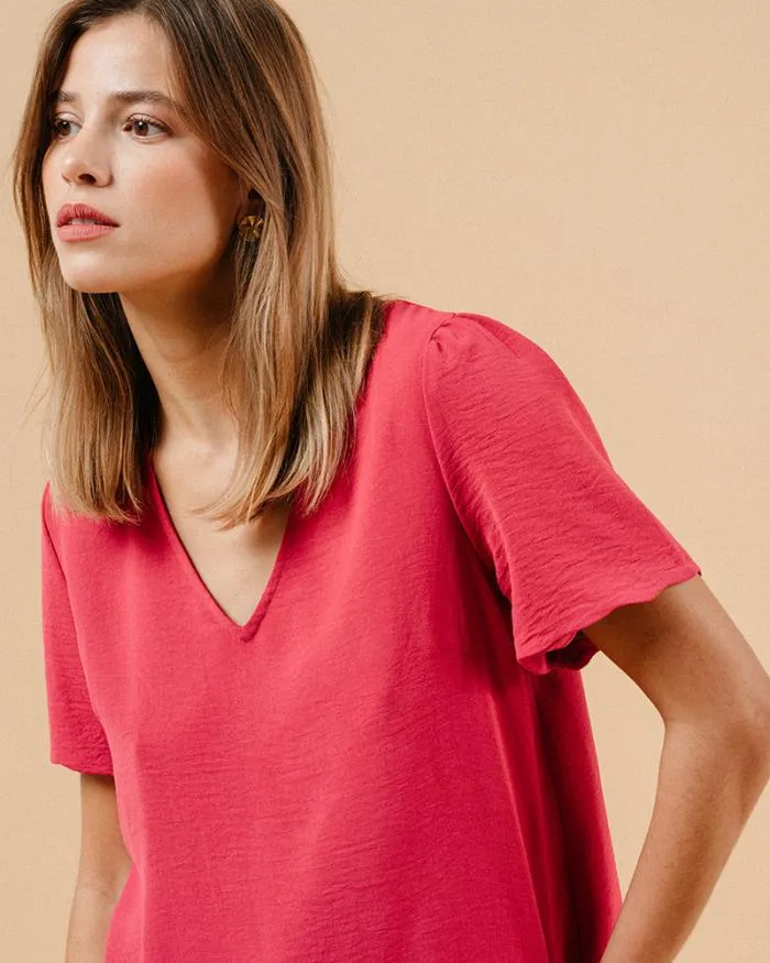WOVEN TOP PIVOINE MAGIQUE Shop Grace and Mila ShortSleeves Tshirts