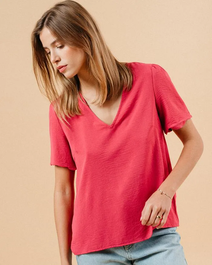 WOVEN TOP PIVOINE MAGIQUE Shop Grace and Mila ShortSleeves Tshirts