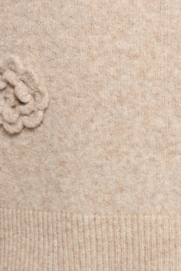 Wynne All Over Flower Knit Sweater Light Taupe Women Sweaters Petal and Pup