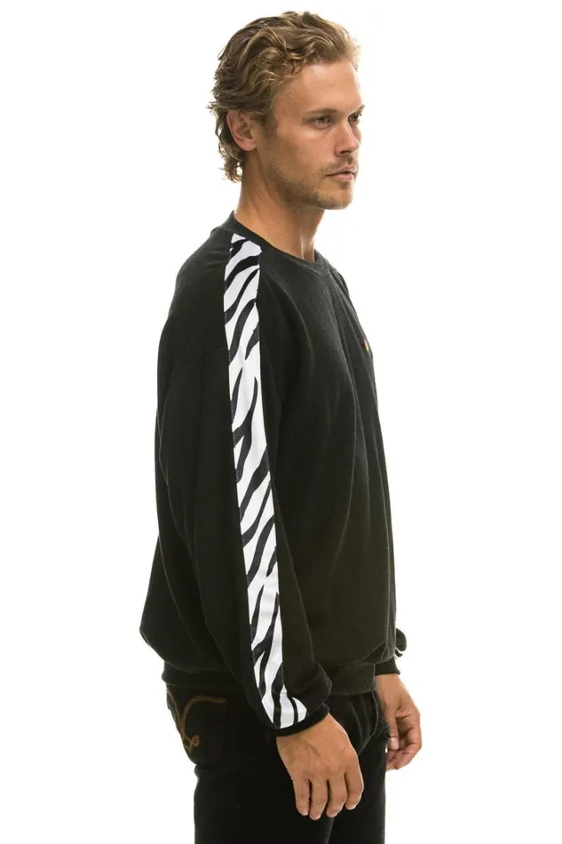 Zebra Stripe Relaxed Fit Crew Sweatshirt 8211 Black Zebra WomenMen Aviator Nation Sweatshirts