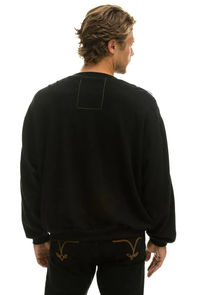 Zebra Stripe Relaxed Fit Crew Sweatshirt 8211 Black Zebra WomenMen Aviator Nation Sweatshirts