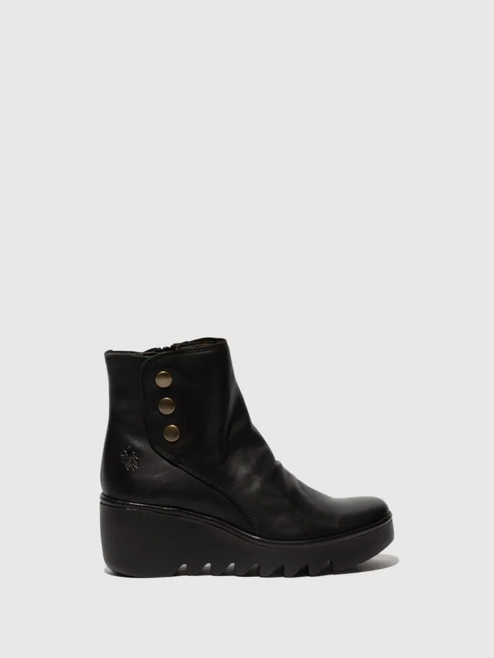 Zip Up Ankle Boots BROM344FLY BLACK Women Fly London Ankle Boots