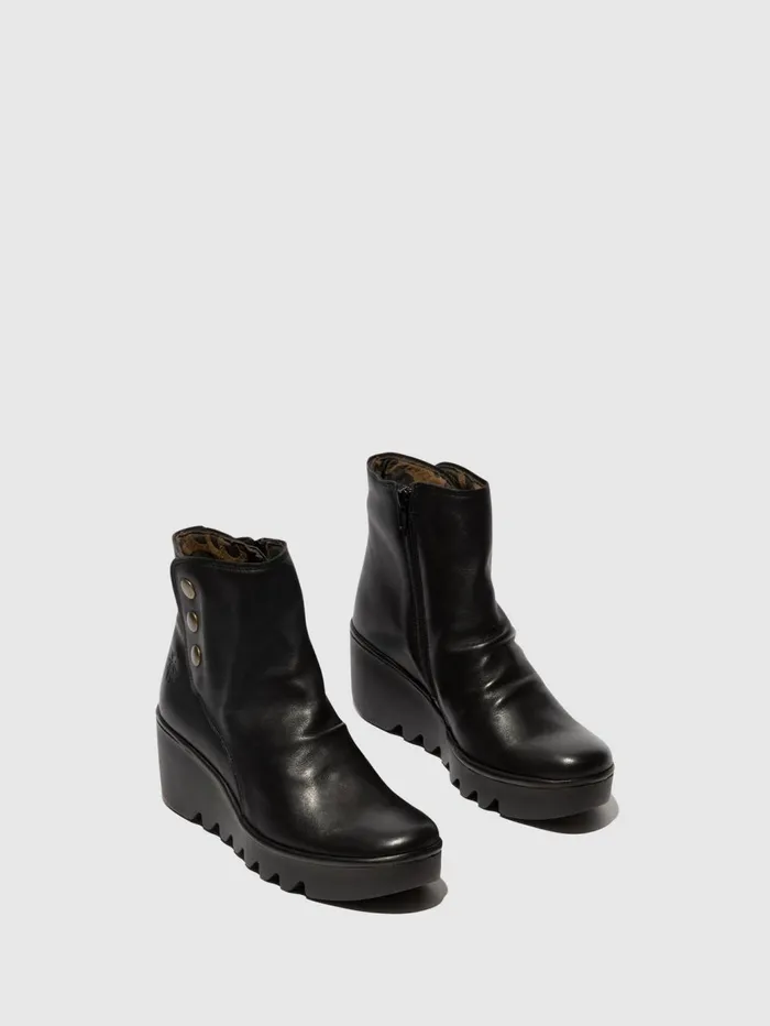Zip Up Ankle Boots BROM344FLY BLACK Women Fly London Ankle Boots