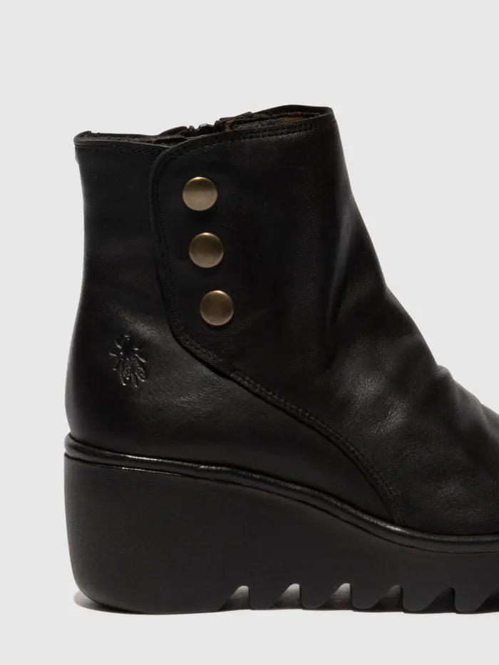 Zip Up Ankle Boots BROM344FLY BLACK Women Fly London Ankle Boots