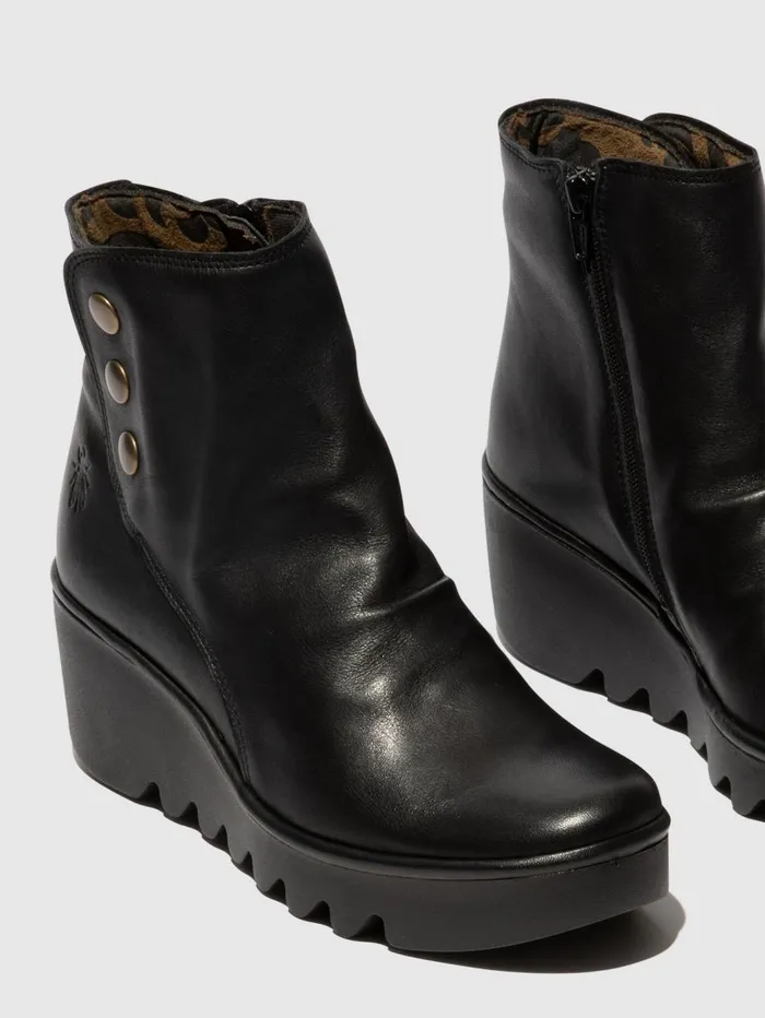Zip Up Ankle Boots BROM344FLY BLACK Women Fly London Ankle Boots