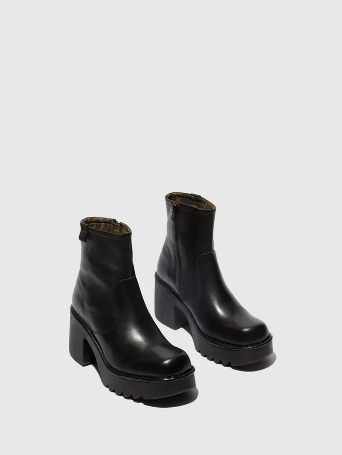 Zip Up Ankle Boots MOGE250FLY BLACK Women Fly London Ankle Boots