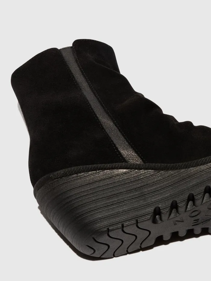 Zip Up Ankle Boots YOPA461FLY OIL SUEDEMOUSSE BLACK Women Fly London Ankle Boots