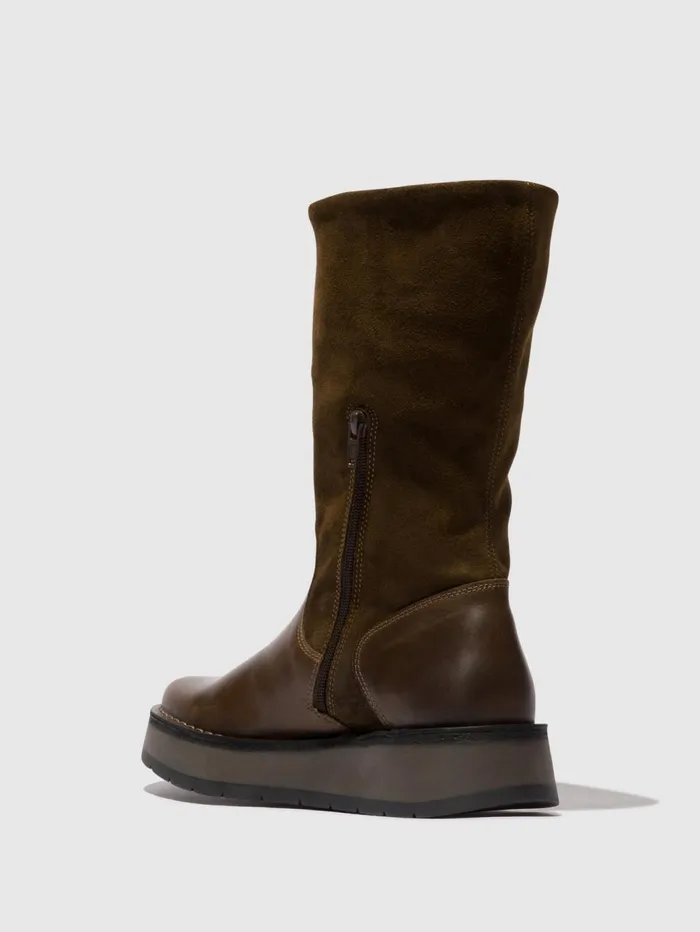 Zip Up Boots RULA083FLY OLIVESLUDGE ORANGE Women Fly London Boots